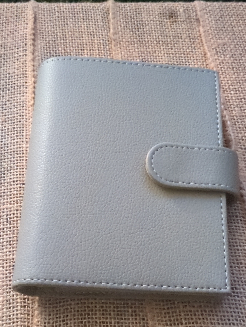 💥A7 Grey Saffiano Wallet with Gold Snap Details